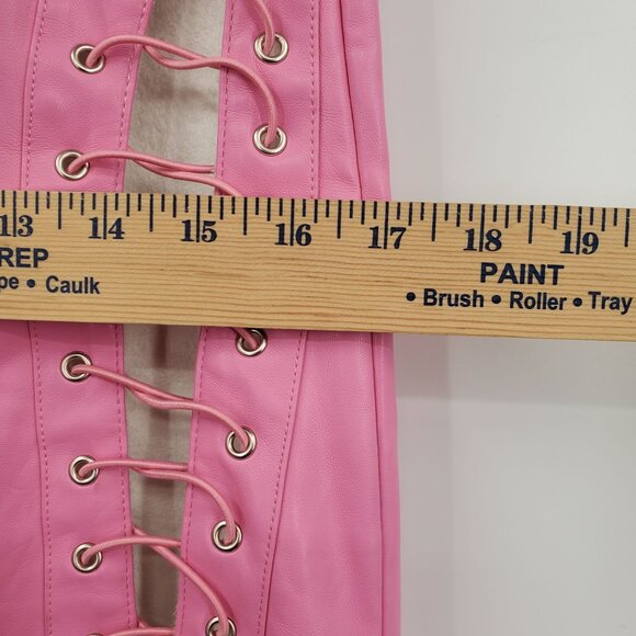 I AM GIA Xenia Pant Women Size Medium Lace Up Low Waist Faux Leather Baby Pink - Picture 13 of 14